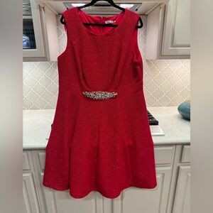 Holiday perfect Eliza J red crystal embellished dress 16W NWOT